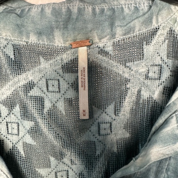 Free People Oversized Gauze Linen Flowy Collared Tank Top - Picture 5 of 7